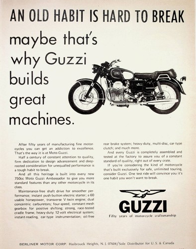 1971 Moto Guzzi 750 Ambassador - Vintage Motorcycle Ad