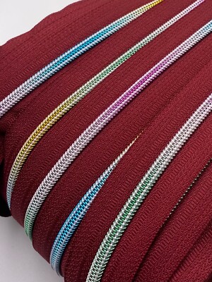 Reißverschluss endlos Spirale REGENBOGEN 5mm Meterware mit Zipper