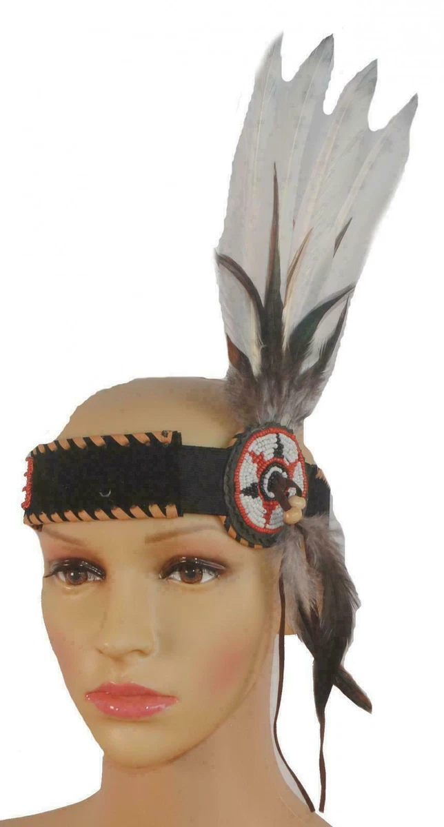 Amoar Feder Stirnband – Indianer-Hippie-Kopfschmuck Mit Federn Und Holzperlen, Verstellbar