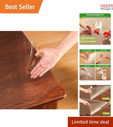 Clear Plastic Table Cover Protector Rectangular 36x60in Waterproof Heat Resis...