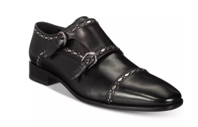 Roberto Cavalli Men's Cap Toe Double-Buckle Monk Strap Loafers Metal Stud Detail