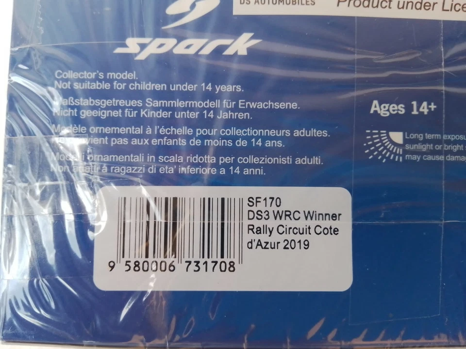 Spark Citroen DS3 WRC 77 Bottas winner Rally Circuit Cote D'Azur 2019 1/43 SF170 - Immagine 3 di 3
