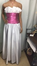 Nadine White  Pink Formal Vintage Dress Womens Size 3 NOS 190210MFC/WHB