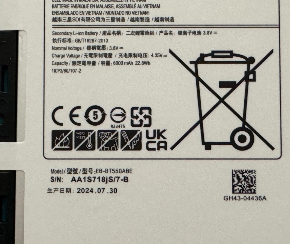 BATERÍA ORIGINAL SAMSUNG GALAXY TAB A 9.7 EB-BT550ABE SM-T550 SM-T555 6000mAh  Foto 2 de 4