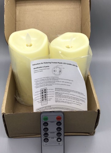 (2) 6 Inch Flameless Candles, with Remote, Tested Works