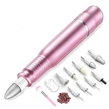 Pink Electric LED Display Manicure Set Nail Drill Tools Kit w/Sanding Bands