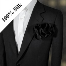 NEW - 100 Silk Black Pouf Round Pocket Square