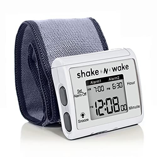 Silent Vibrating Alarm Clock Wearable Dual Alarm Easy Read Backlight White