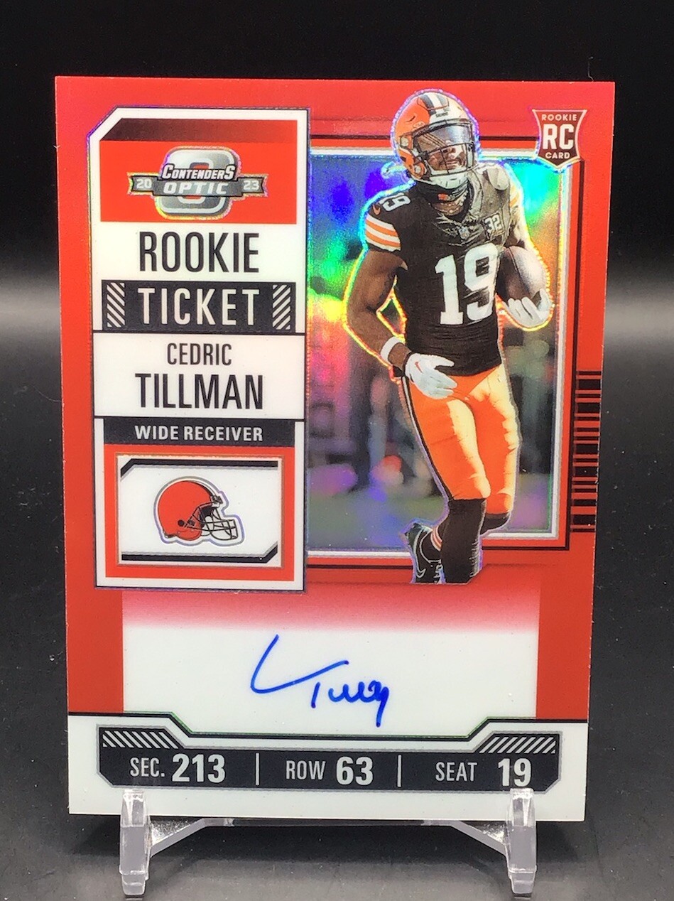 2023 Panini Contenders Optic Auto Rookie Ticket Red Prizm Cedric Tillman /175