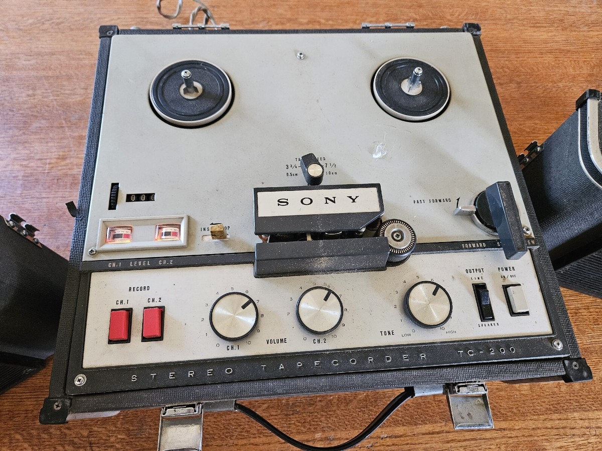 Vintage SONY TC-200 Reel to Reel Tape Player/Recorder With Plug