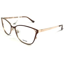 Kensie Girl Eyeglasses Frames Inspira BR Brown Gold Cat Eye Semi Rim 49-18-135