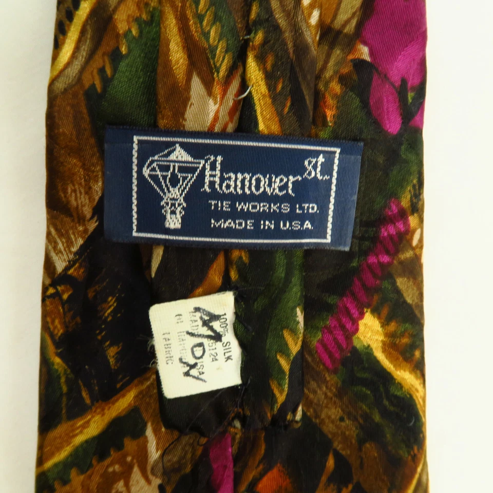 Hanover Tie Works Mens Watercolor Art Floral Flowers 52"x3.75" Purple Gold Green - Image 3 of 4