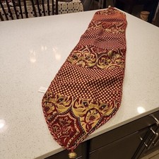 st nicholas square Table Runner Red Gold Bells Christmas 66 Length