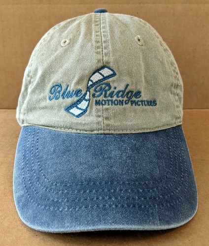 Blue Ridge Motion Pictures Khaki / Blue Denim Baseball Hat Cap Adjustable Belt