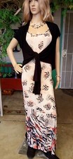 Boho Bohemian Gypsy Maxi Dress Pink Black Sz Small Medium Connection 18  Sud13