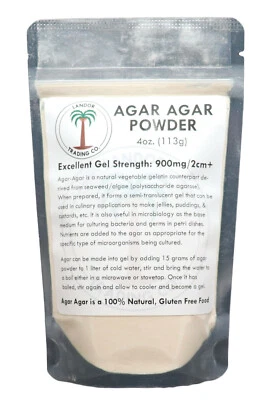 LANDOR TRADING COMPANY Agar Agar Powder - 4 Ounces (113 Grams) - Excellent Gel Strength (900g/cm2)