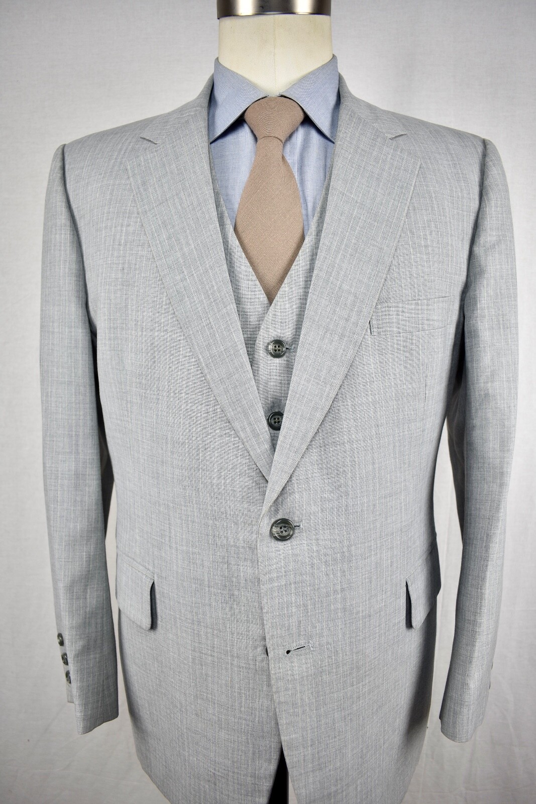 1970-80's Foreman & Clark Light Gray Striped Two Button Thre