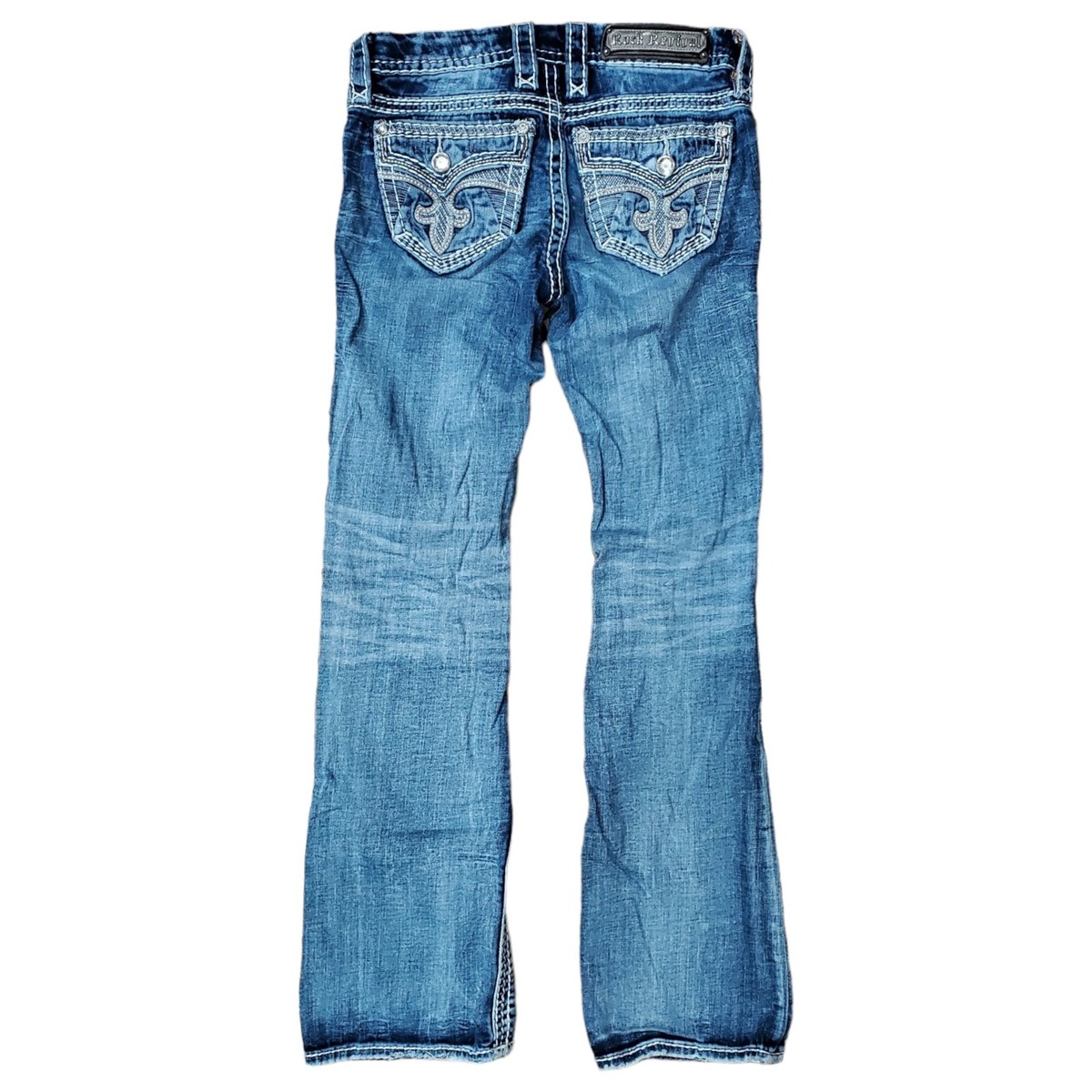 ROCK REVIVAL Jeans RIMA Womens 25 Blue Boot Cut Studded Pockets