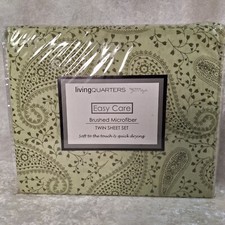 LivingQuarters Easy Care Brushed Microfiber Twin Sheet Set - Tea Green Paisley