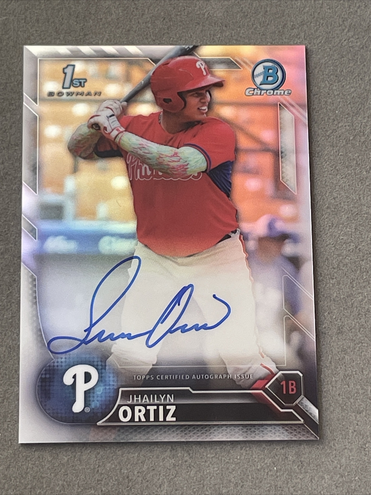 2016 Bowman Chrome Refractor Auto 1st Bowman Jhailyn Ortiz #181/499 Phillies