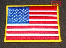 AMERICAN PATRIOTIC GOLD BORDER 3" X 2" USA. EMBROIDERED FLAG PATCH / IRON ON