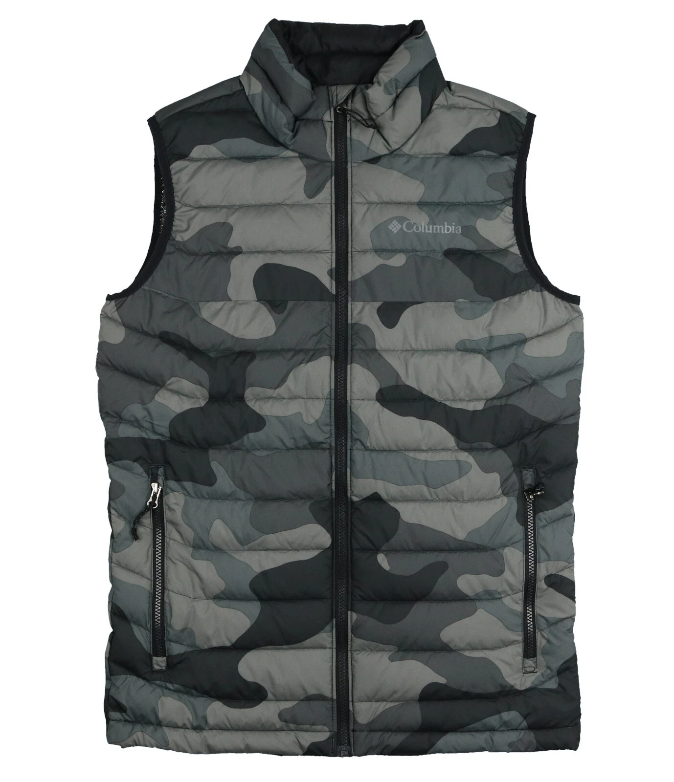 COLUMBIA Powder Lite Hiking Vest sz S Small Camo Gray Outdoor Omni Shield