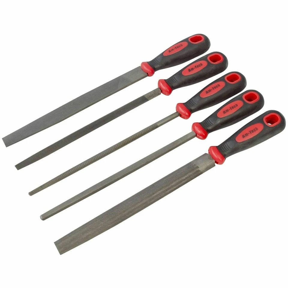  8" 200mm Assorted Engineer Metal File 5Pc Set Anti Slip Soft Grip Heavy Duty - Image 2 of 2