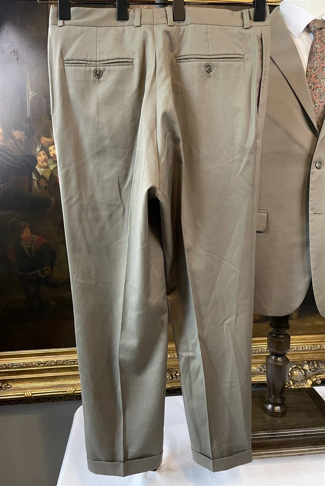 Calça Geoffrey Beene 42R 34 x 28 2 peças cinza claro 100% lã 2Btn terno plissado e algemado - Imagem 3 de 4