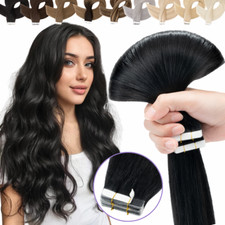 Invisible Tape in Hair Extensions 100 Remy Real Human Hair Skin Wefts Balayage