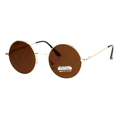 Round Circle Frame Sunglasses Unisex Thin Metal Spring Hinge Flat Lens