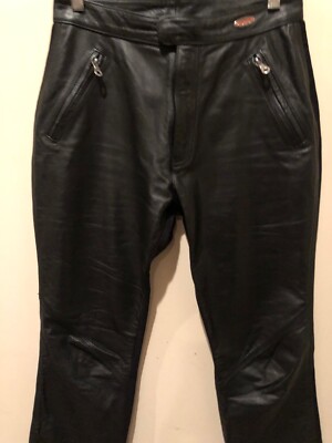 Harley Davidson Leather Panel Zip Pocket Black 36 Sz 8 Pants $395