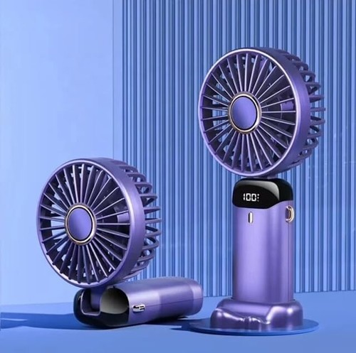 Portable Handheld Fan with USB Charging Port and LED Light, Dual Function - Picture 2 of 12