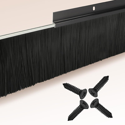 4-Pack Garage Door Brush Seal    Black Bottom Sweep   Roll-Up Door Stripping, 2.