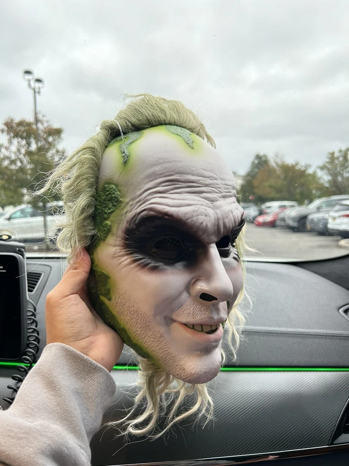 Máscara Completa Beetlejuice Plástico Duro Adulto Espíritu Halloween Keaton Nueva Rara OOS Foto 2 de 4