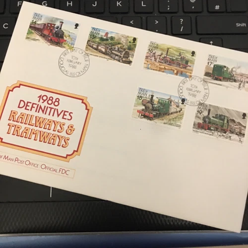 1988 Isle of Man First Day Cover Railways & Tramways Definitives 14p to 19p U/A