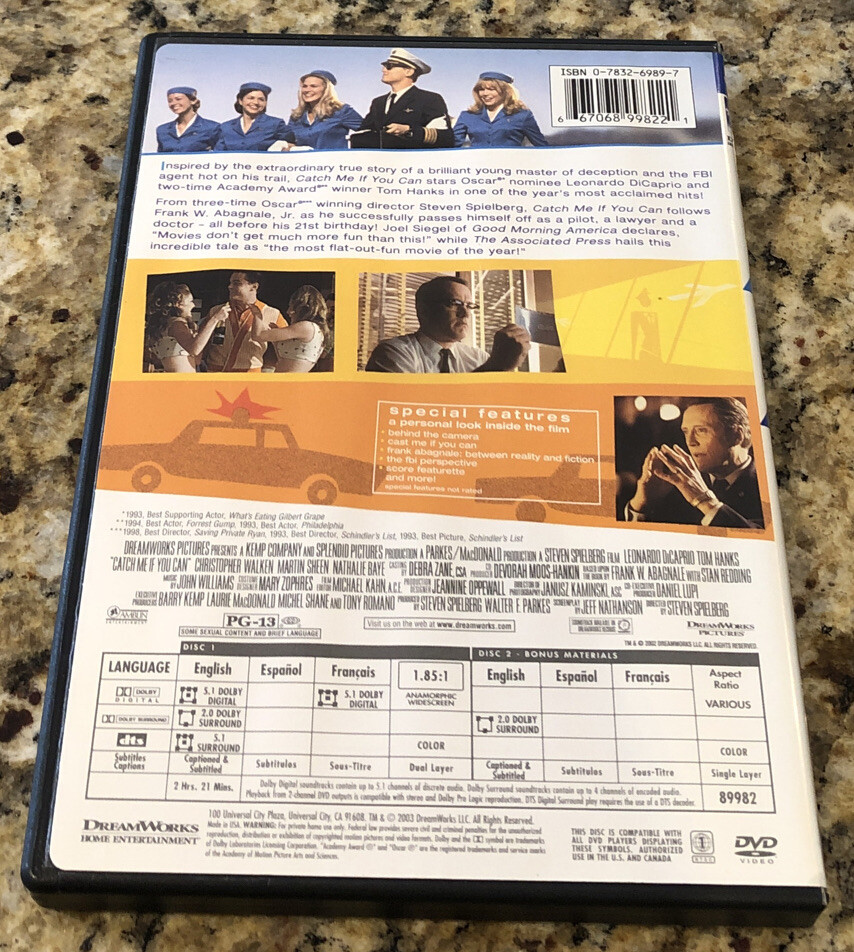 Catch Me If You Can DVD 2003 2-Disc Widescreen 483 Tom Hanks
