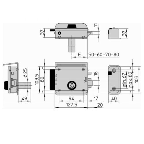 SERRATURA ELETTRICA VIRO ART.8997.0794.2  PER PORTA CANCELLO FERRO 50/80 SX