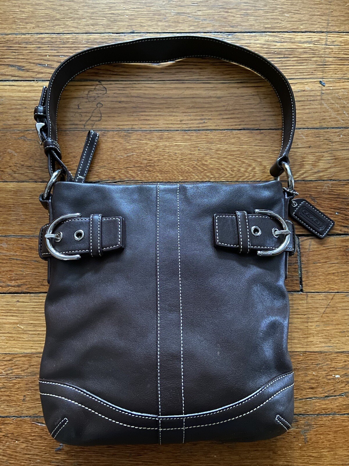 COACH dark brown leather shoulder bag Gem