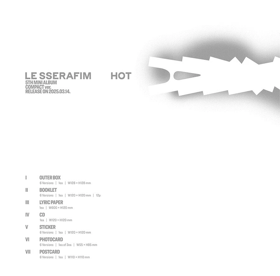 LE SSERAFIM [HOT] 5th Mini Album COMPACT Ver./ CD+Photo Book+