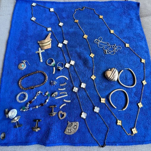 Vintage Antique 925 Sterling Silver Jewelry Earrings Ring,  CHAINS lot 170 gram