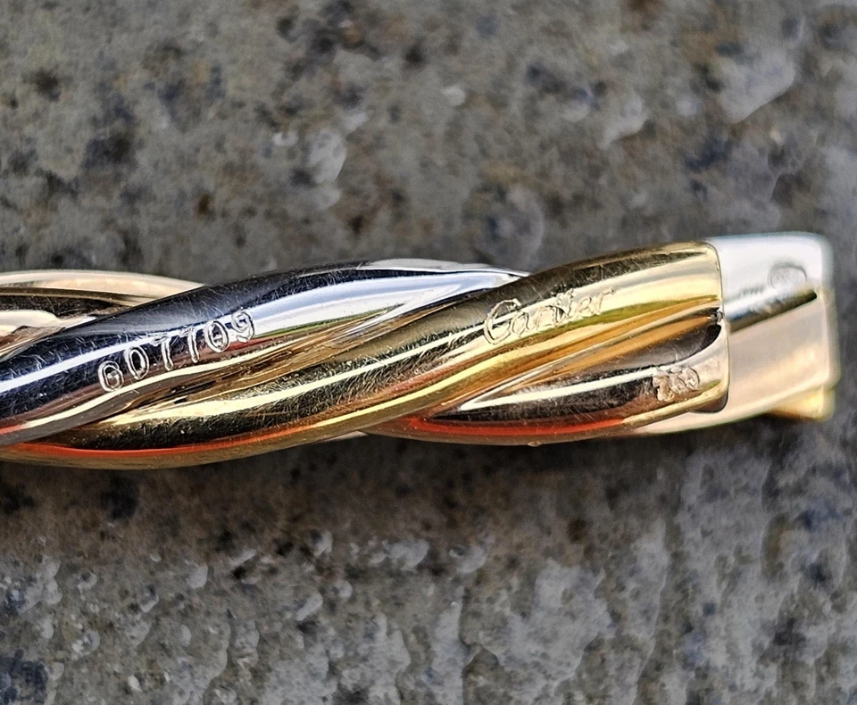 卡地亚复古领带夹 18k Twist 玫瑰白金 Trinity 2.25" 9.8 克 — 第 3/4 张图片