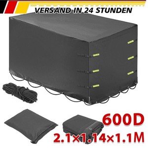 Hochplane Für Stema PKW-Anhänger – Abdeckplane 2,1x1,14x0,9 M, Schwarz/Blau, 600D PVC