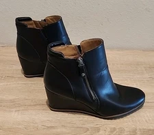 Soul Naturalizer Haley Wedge Booties Ankle Boots Black Side Zip Comfort US 10M