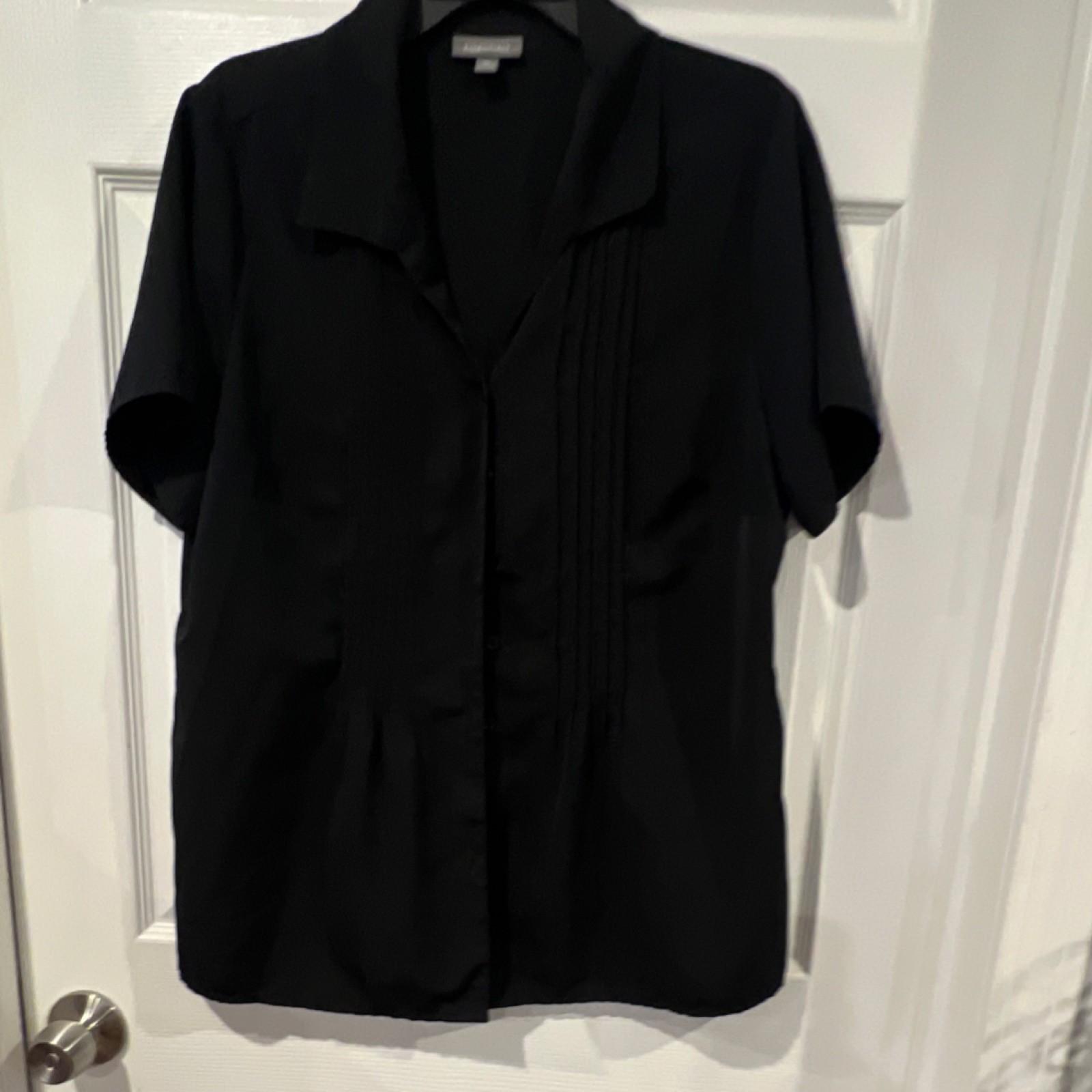 Essentials Black Pleated Button Shirt Women's Plu… - image 2