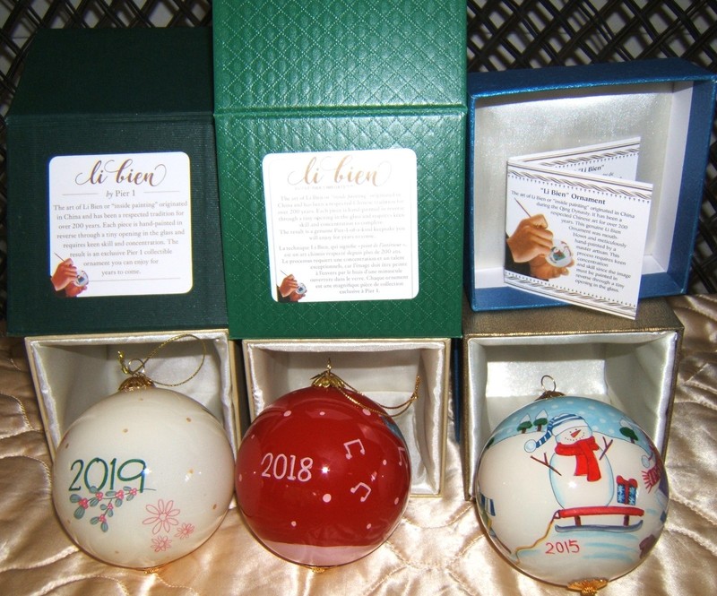 Pier 1 Imports Li Bien Ornaments + Boxes 2015-2018-2019