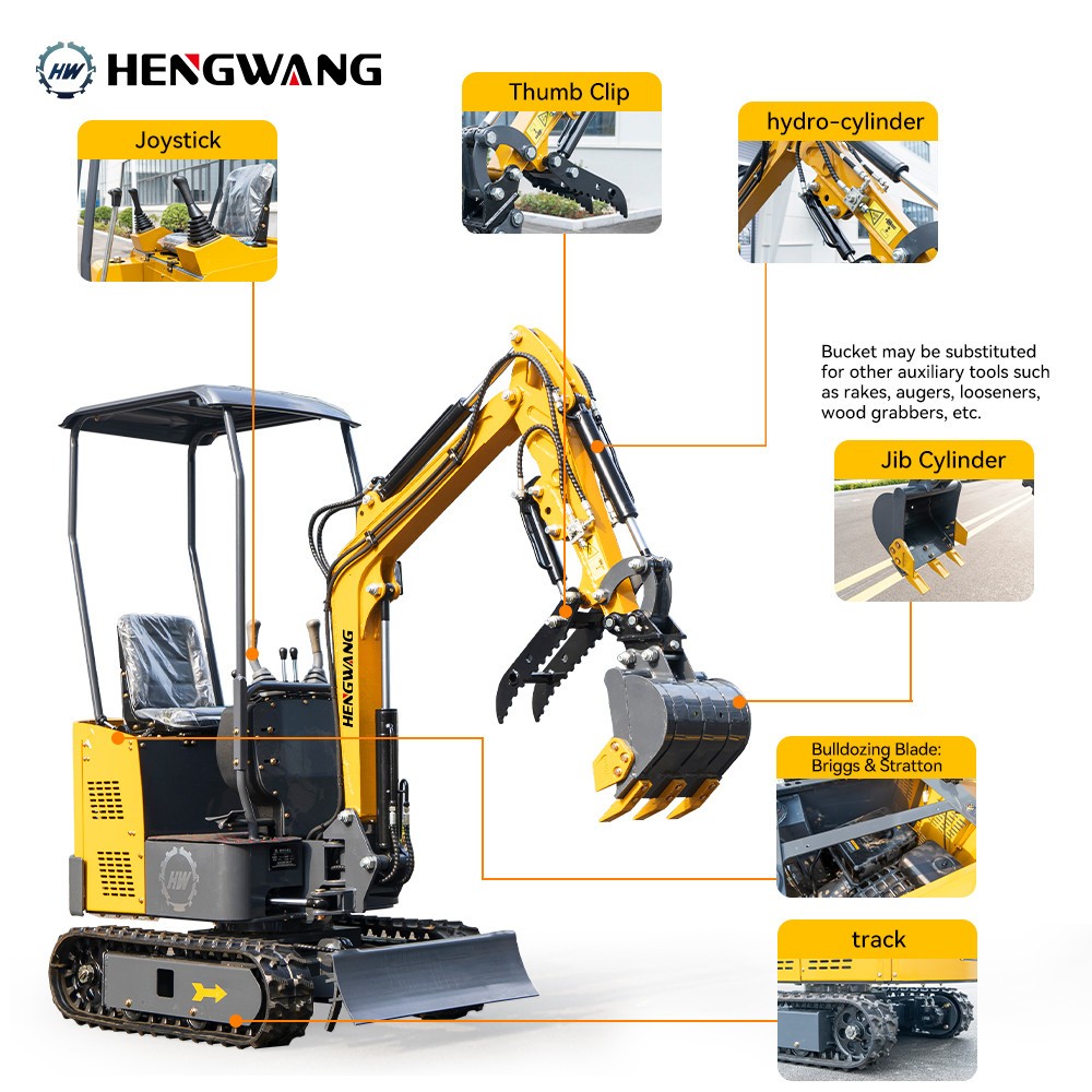 Mini Excavator With Chassis Extension And Boom Swing 15HP Free Shipping