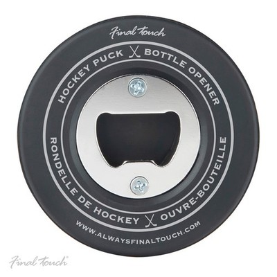 Eishockey Puck Flaschenöffner aus einem echten Puck