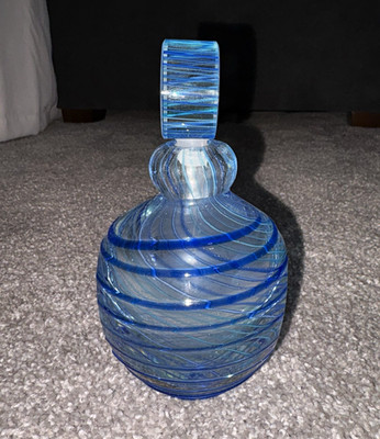 Blue Swirl Heavy Glass Perfume Bottle and Decorative Stopper