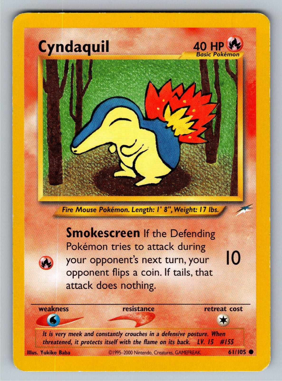 Cyndaquil 61/105 Common Neo Destiny Pokemon Moderately Played