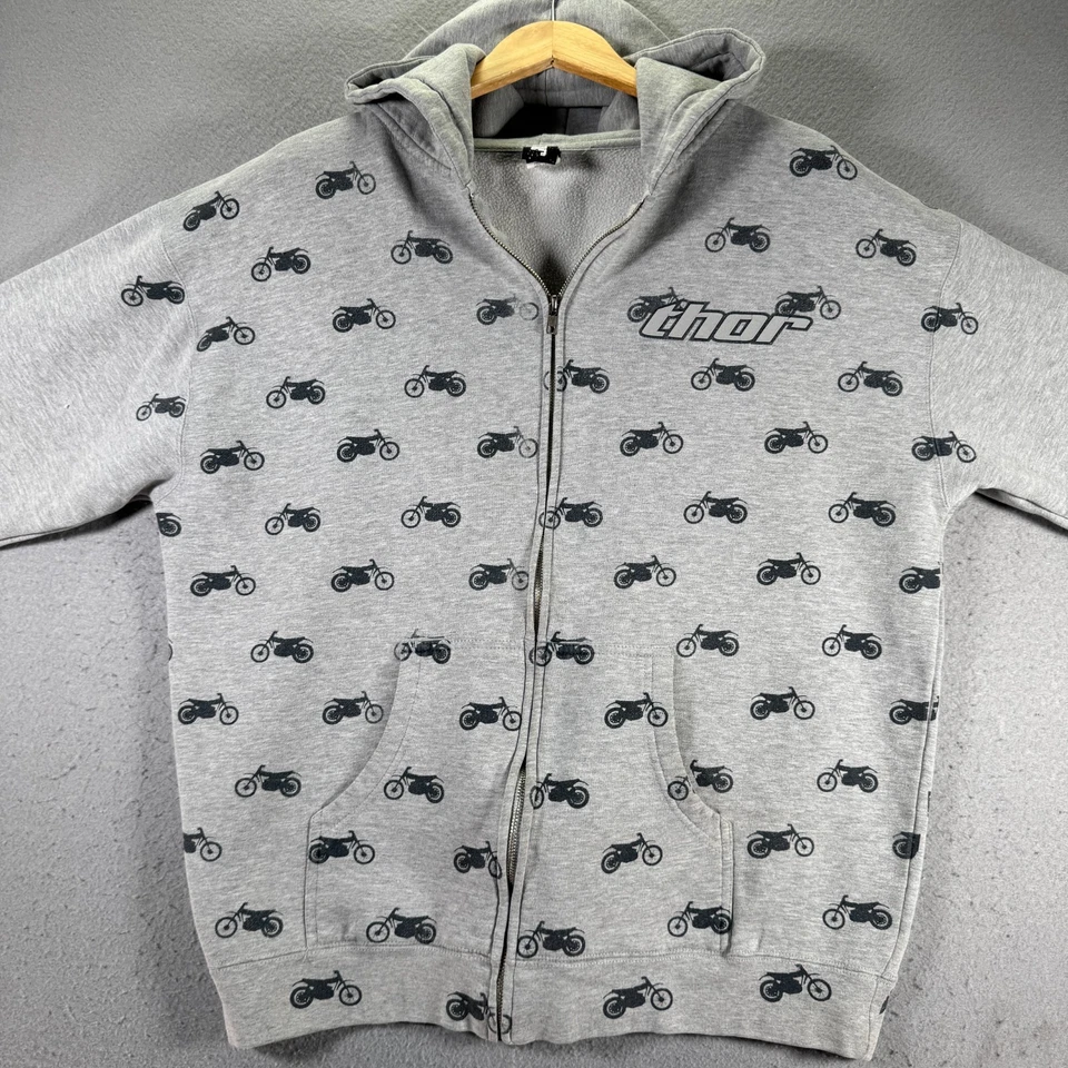 Sudadera con Capucha Thor Motocross De Colección Para Hombres XL Gris Polar Motociclista Peso Pesado Foto 3 de 4